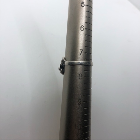 Vtg Sterling & Marcasite Flower Rose & Vines Ring Sz 7.5 - Picture 5 of 5